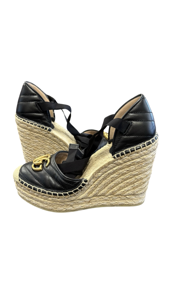 Size 37.5 Gucci Marmont Wedge Espadrilles