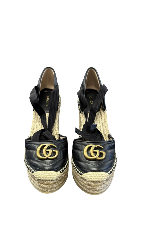 Size 37.5 Gucci Marmont Wedge Espadrilles