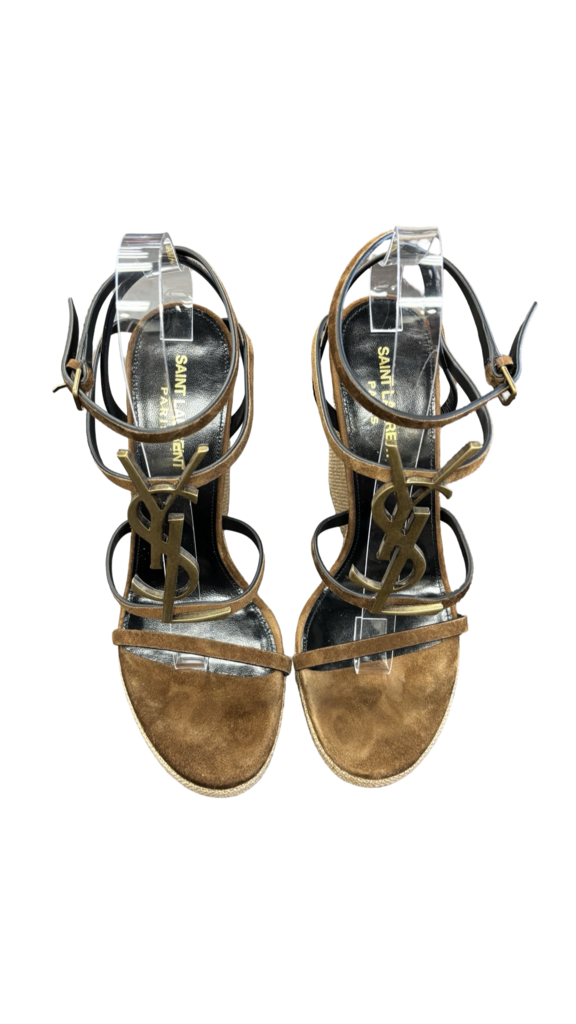Size 38 Saint Laurent Brown Suede Wedge Heels