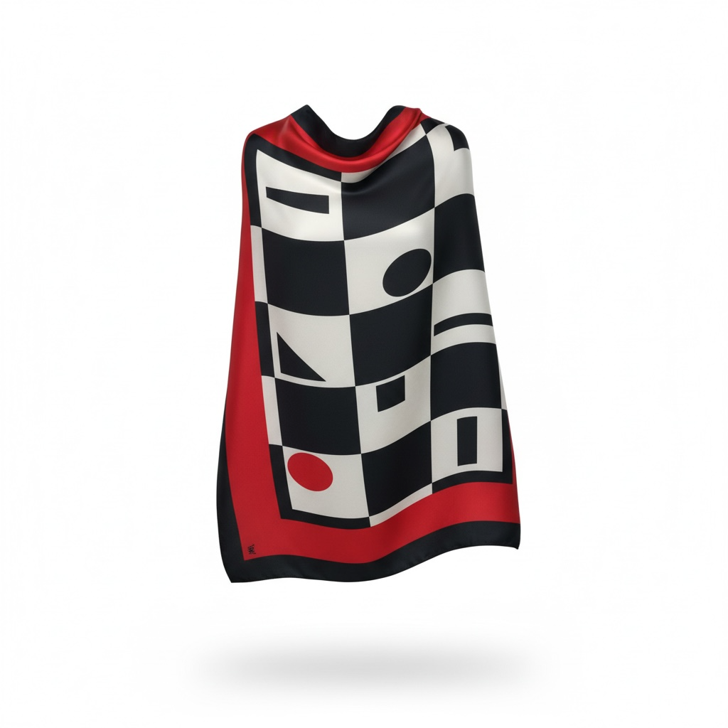 Geometric Pattern Silk Scarf
