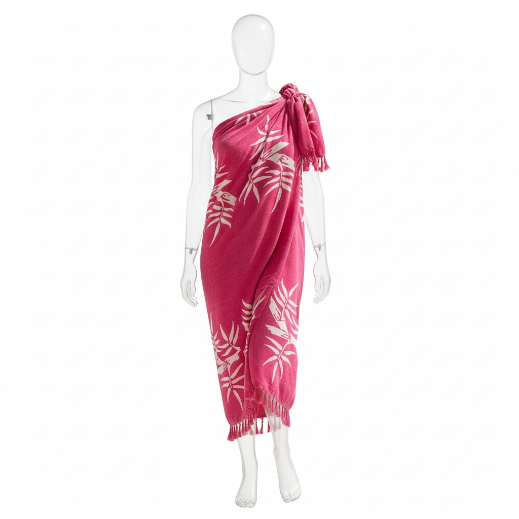 Pink Tropical Print Sarong Wrap