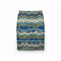Blue and Green Chevron Print Skirt and Scarf Set