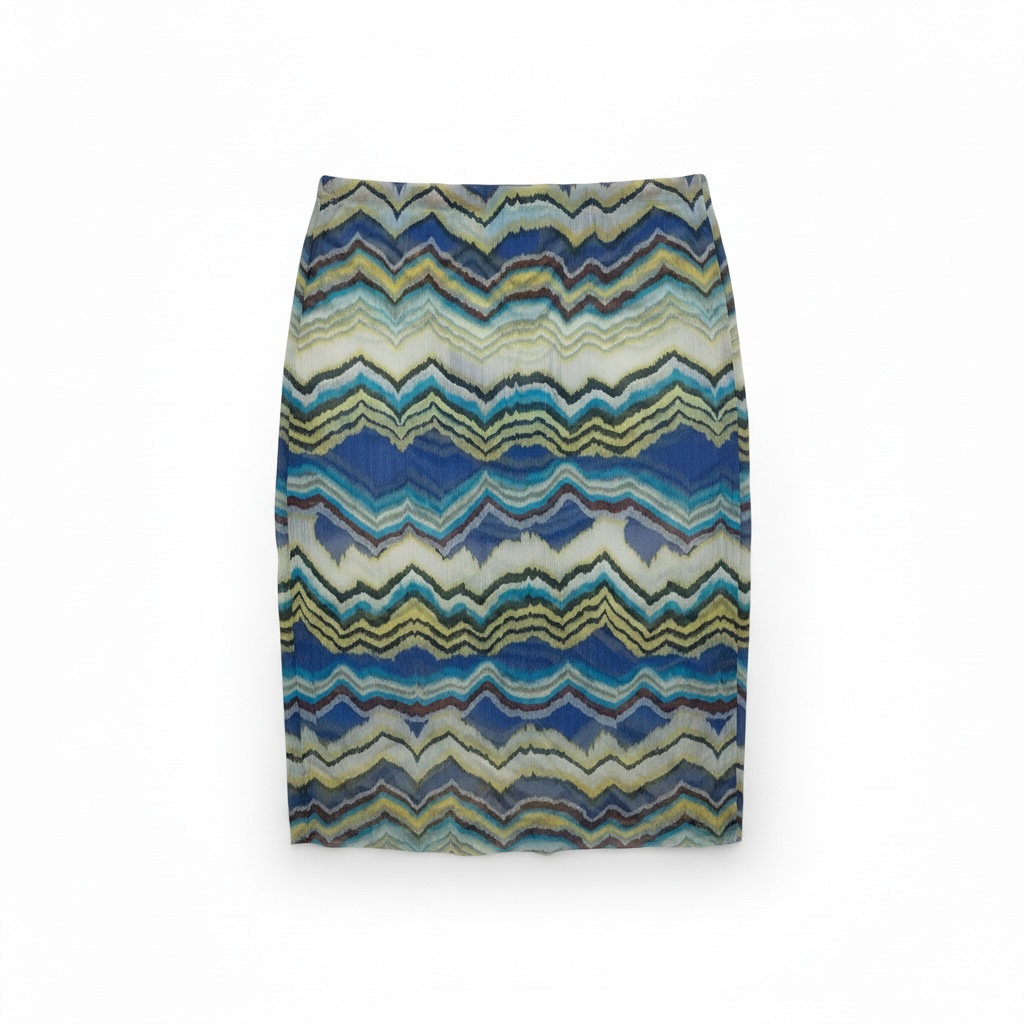 Blue and Green Chevron Print Skirt and Scarf Set