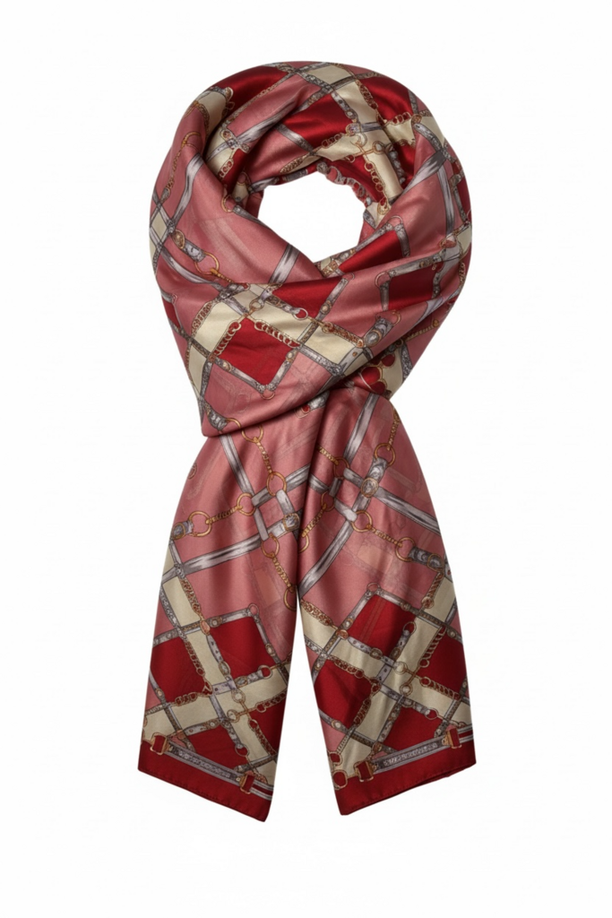 Elegant Red and Pink Silk Scarf