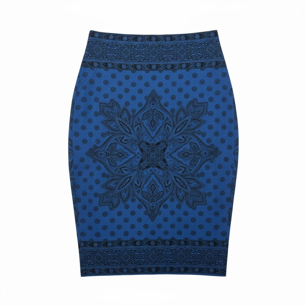 Blue Floral Pattern Skirt