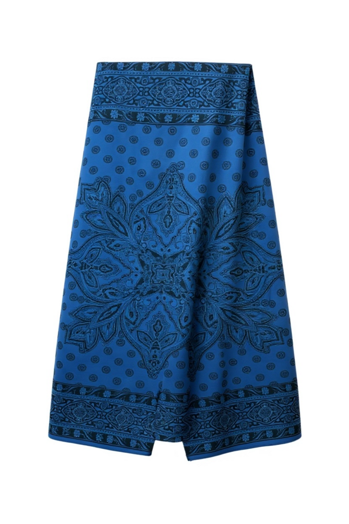 Blue Floral Pattern Skirt