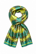 Vibrant Green and Turquoise Silk Scarf