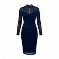 TFNC London Navy Long Sleeve Dress with Embellished Collar