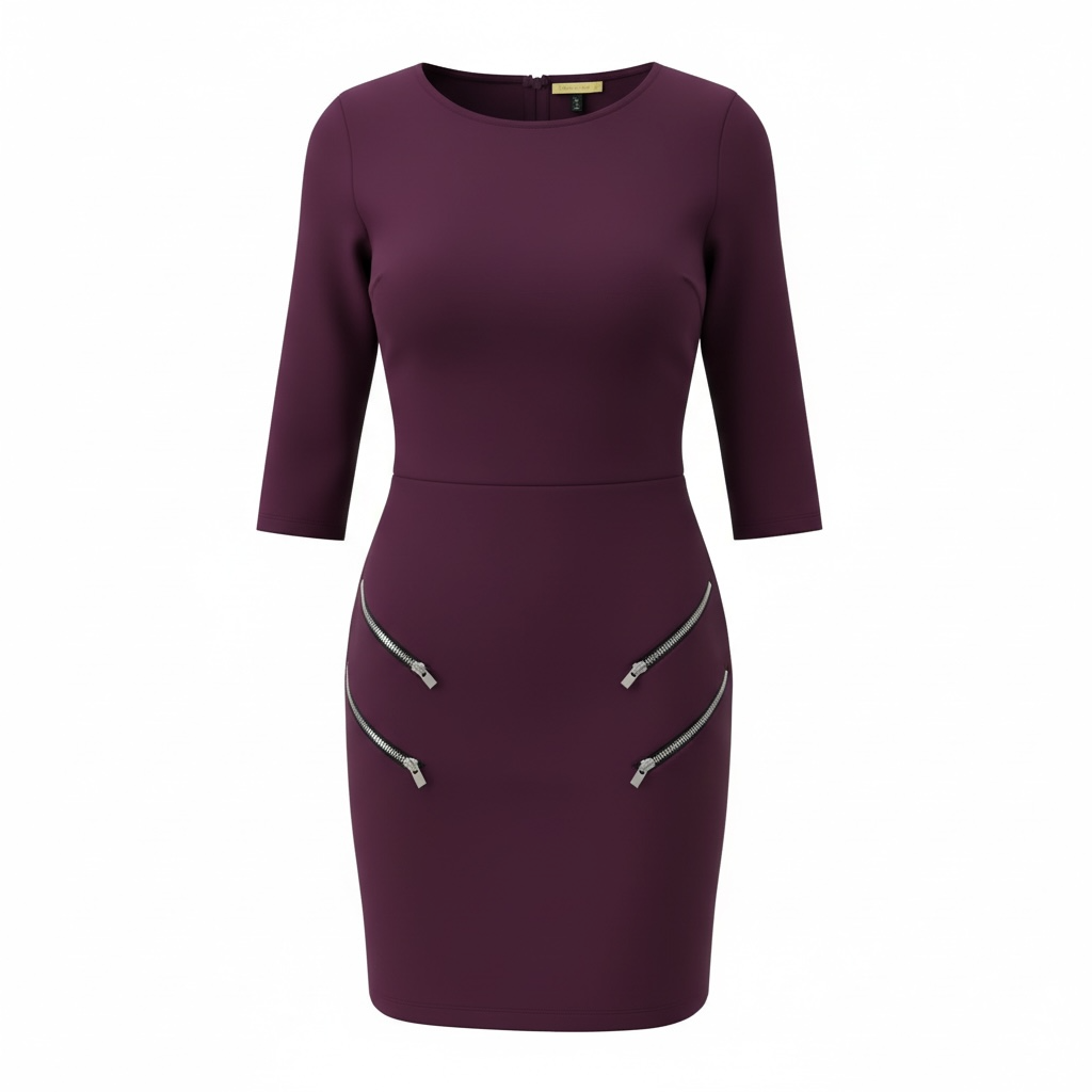 Express Purple Dress with Zipper Details