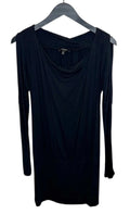 Small Express Black Draped Long Sleeve Dress