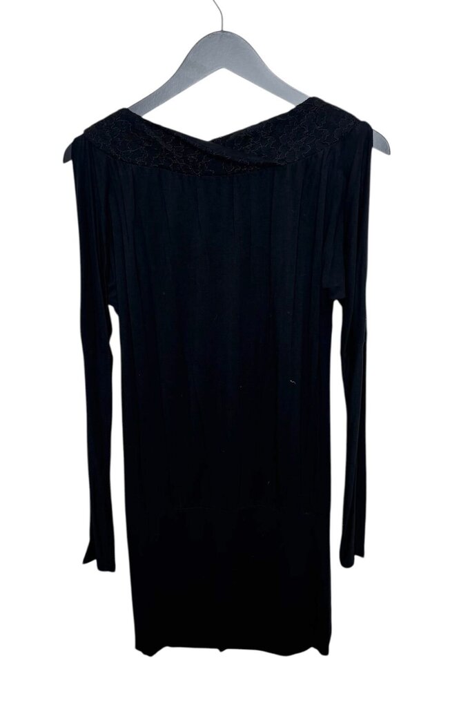Small Express Black Draped Long Sleeve Dress
