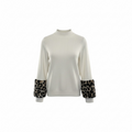 Michael Kors Women's Sweater with Leopard Print Cuffs