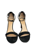 Black Suede Heels with Floral Detail