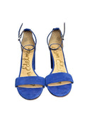 Blue Suede Ankle Strap Heels