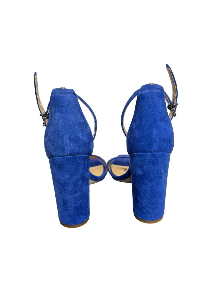 Blue Suede Ankle Strap Heels