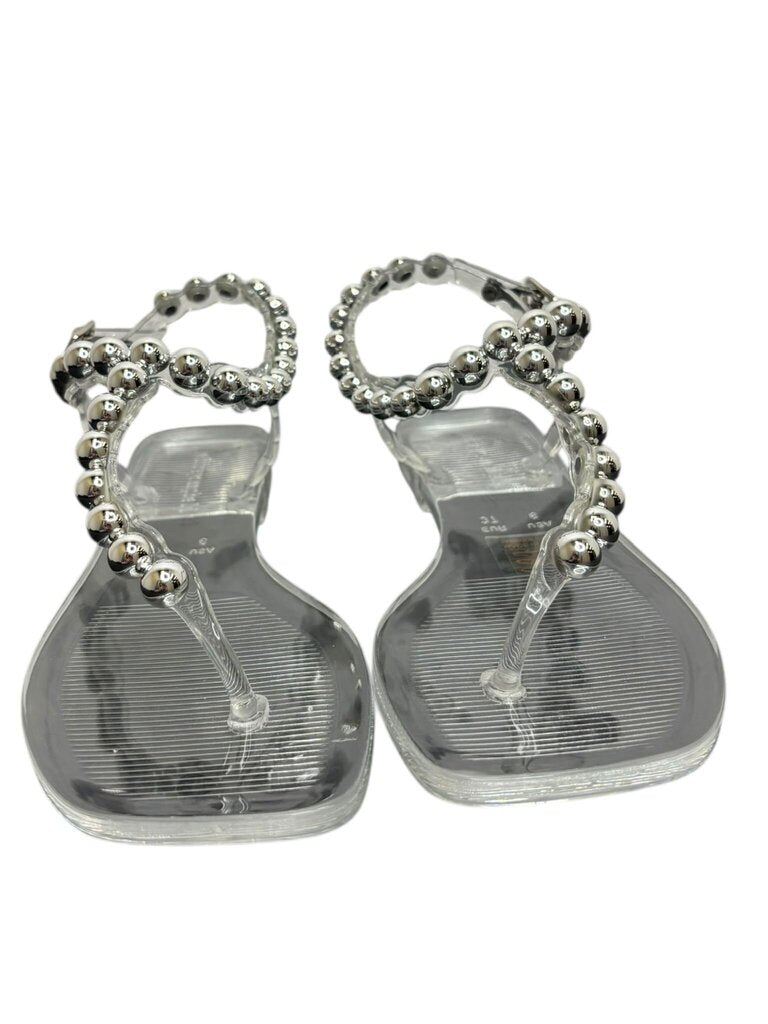 Clear Beaded Strap Sandals