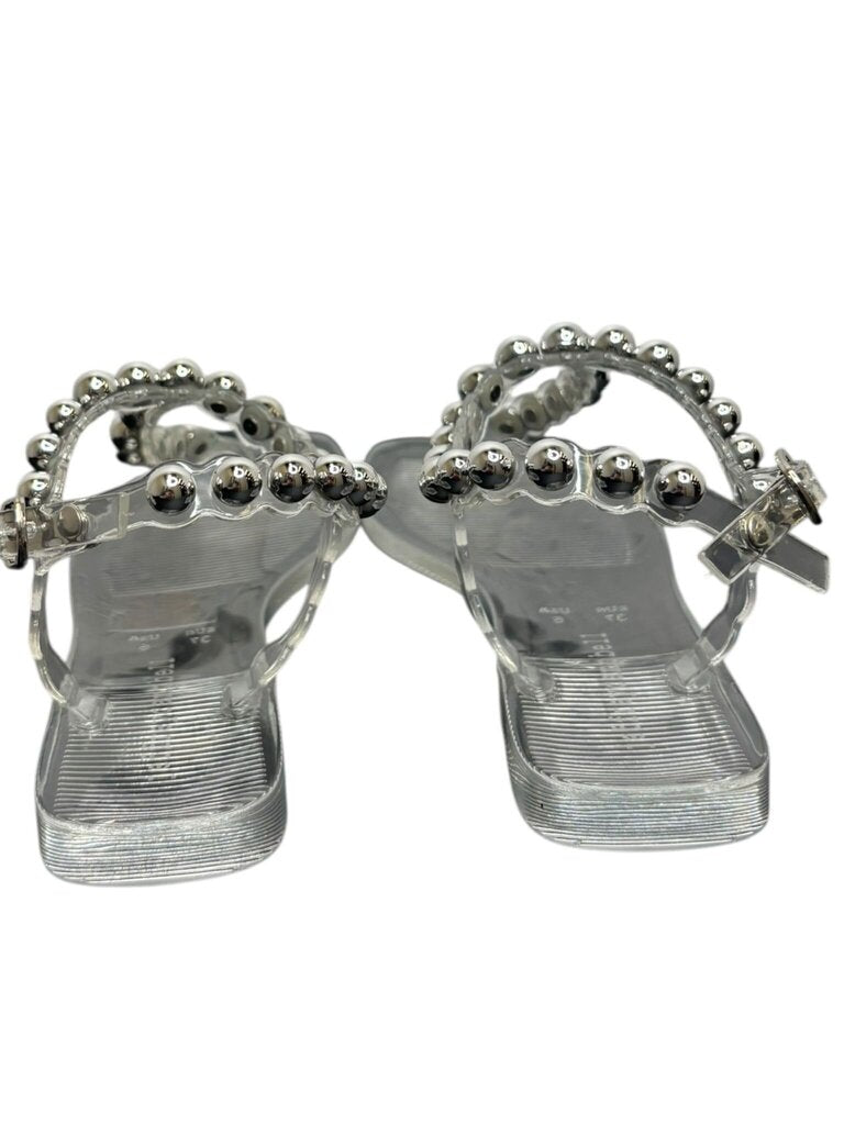 Clear Beaded Strap Sandals