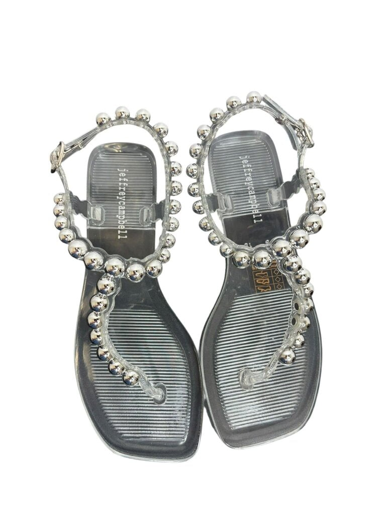Clear Beaded Strap Sandals