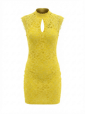 Bebe Yellow Sleeveless Lace Dress