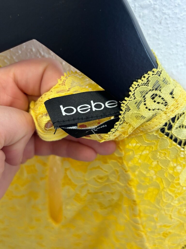 Bebe Yellow Sleeveless Lace Dress