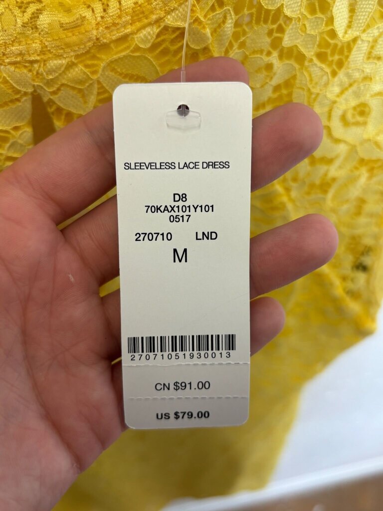 Bebe Yellow Sleeveless Lace Dress