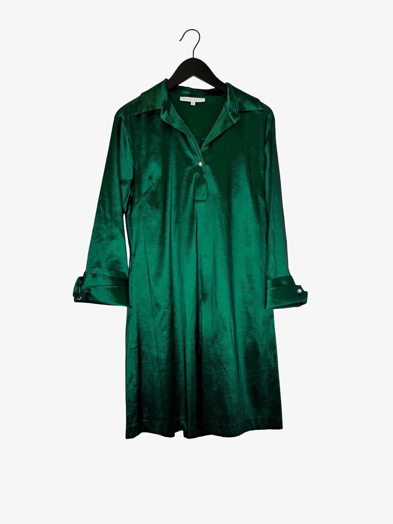Preston & York Green Satin Shirt Dress