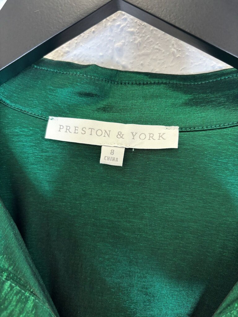 Preston & York Green Satin Shirt Dress