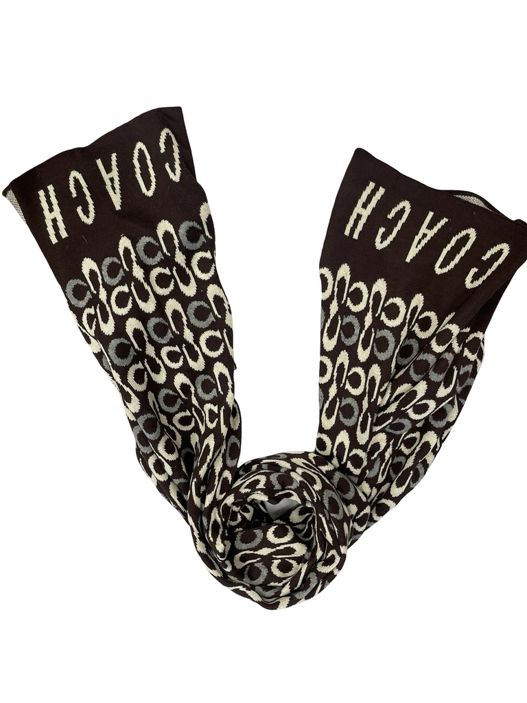 Coach Brown and Cream Patterned Scarf