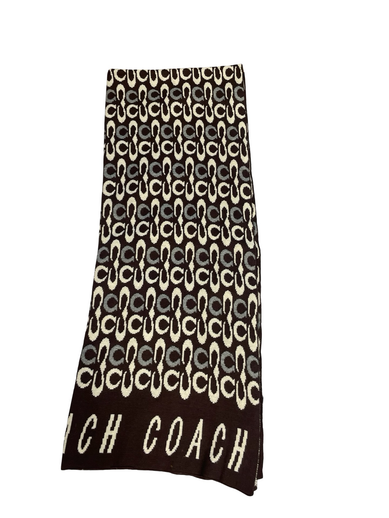 Coach Brown and Cream Patterned Scarf