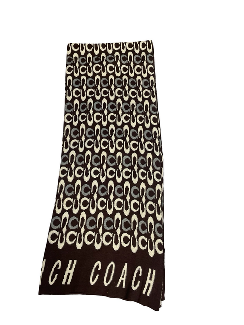 Coach Brown and Cream Patterned Scarf