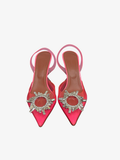 Pink Pointed Toe Heels with Decorative Brooch