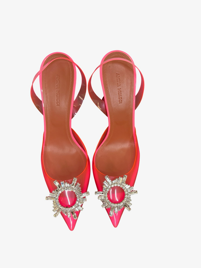 Pink Pointed Toe Heels with Decorative Brooch