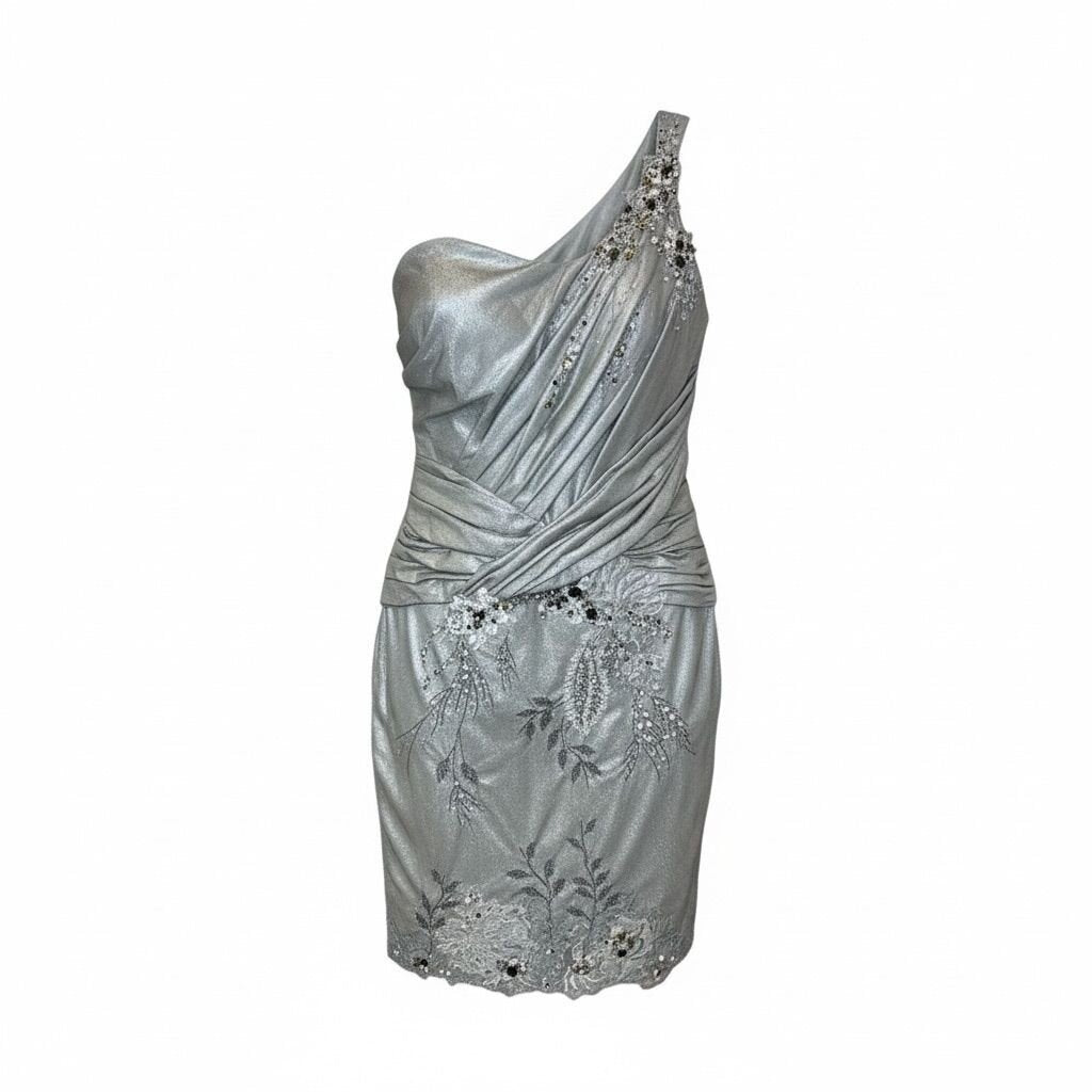 Mandalay One-Shoulder Silver Cocktail Dress