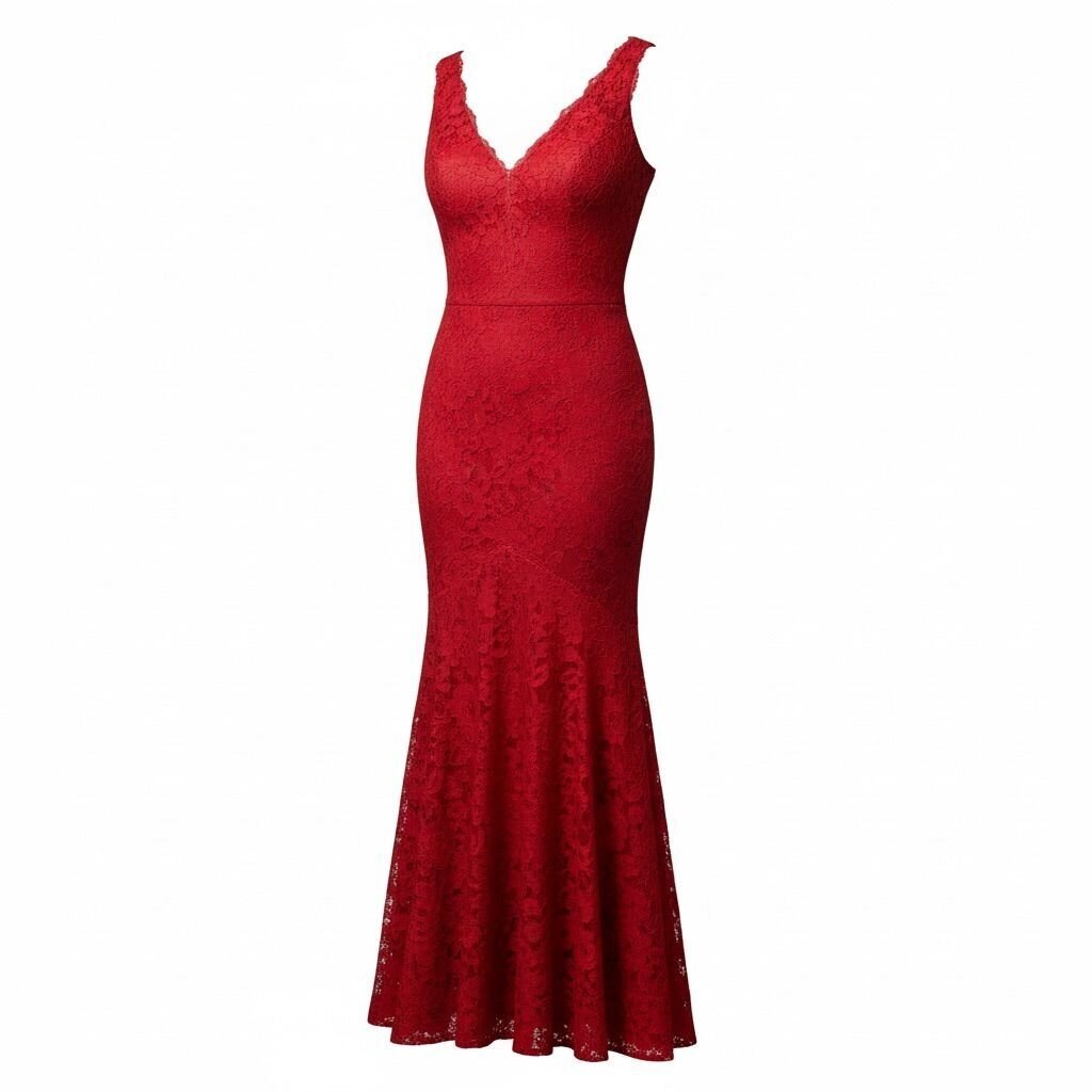 JOVANI Red Lace Evening Dress