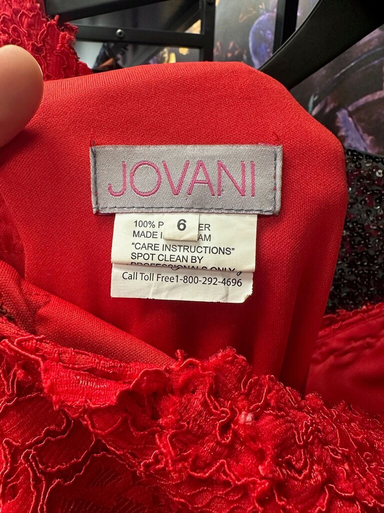 JOVANI Red Lace Evening Dress