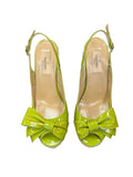 Valentino Green Patent Leather Slingback Wedge Sandals