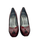 Stuart Weitzman Red Patent Leather Peep Toe Heels