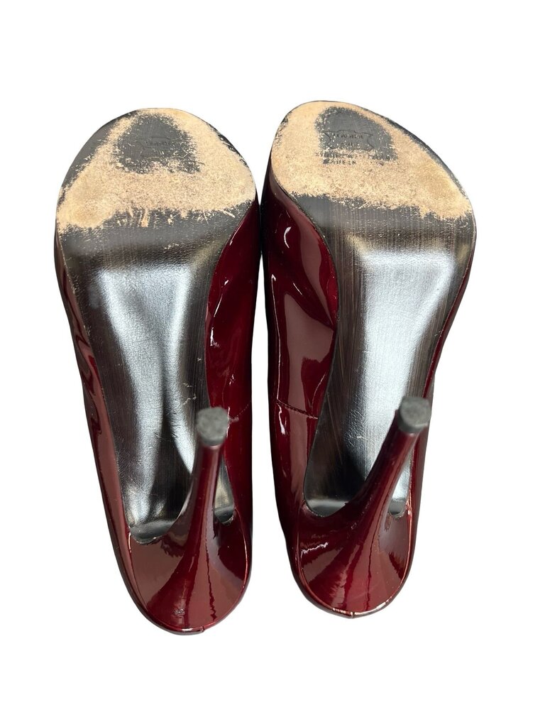 Stuart Weitzman Red Patent Leather Peep Toe Heels