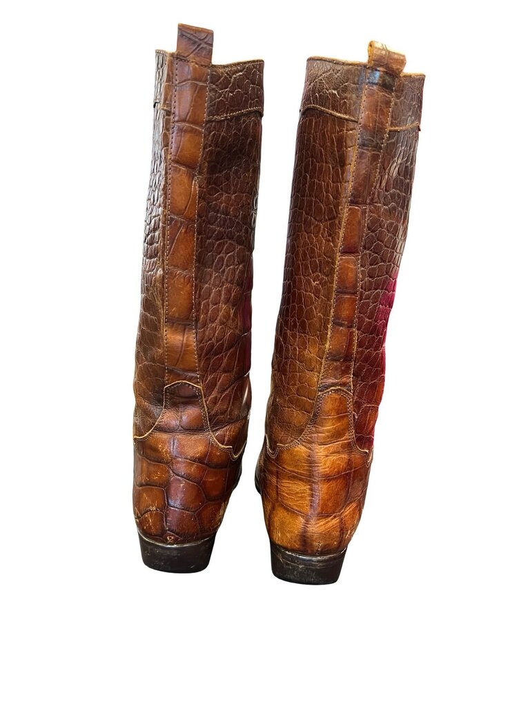 Vintage Brown Leather Cowboy Boots