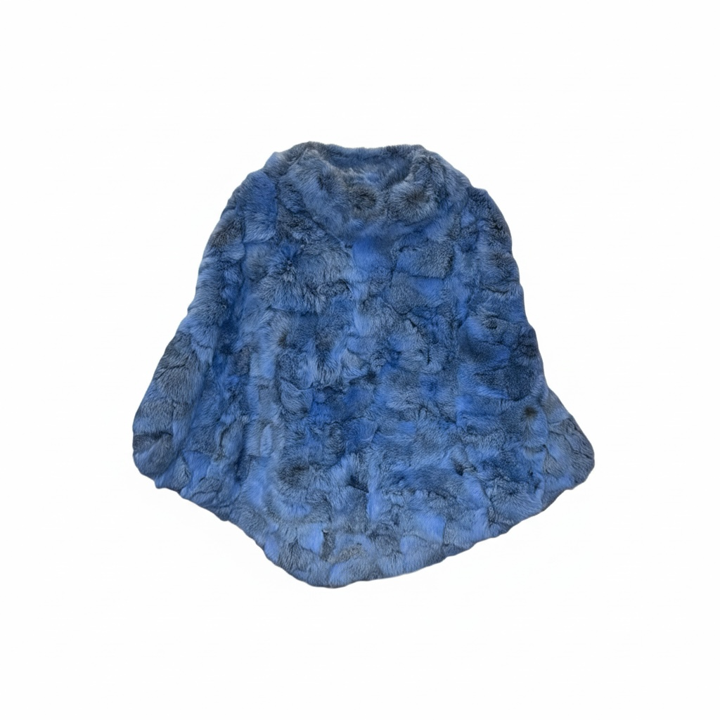 Glamourpuss Blue Faux Fur Poncho