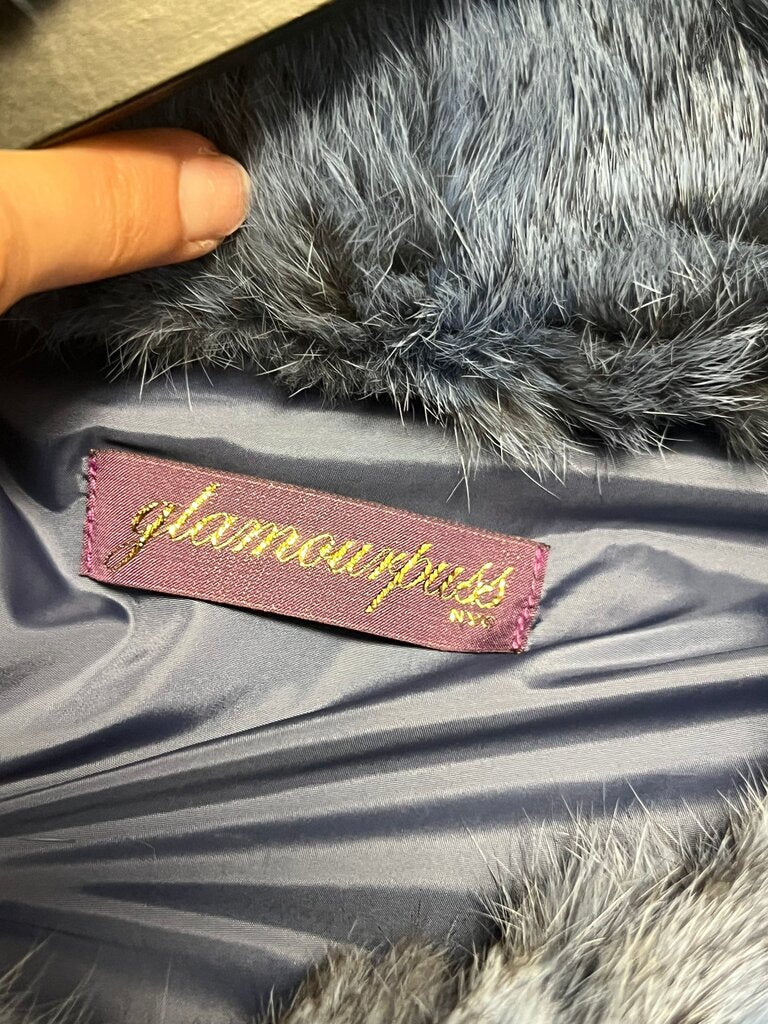 Glamourpuss Blue Faux Fur Poncho