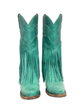 Teal Fringe Western Cowboy Boots