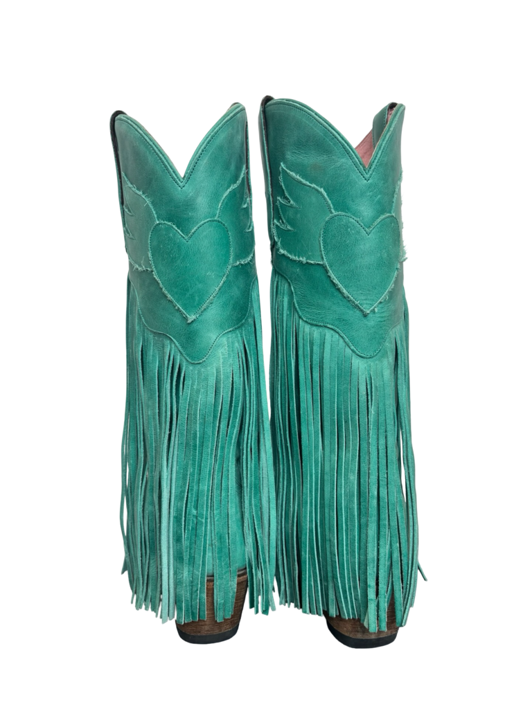 Teal Fringe Western Cowboy Boots