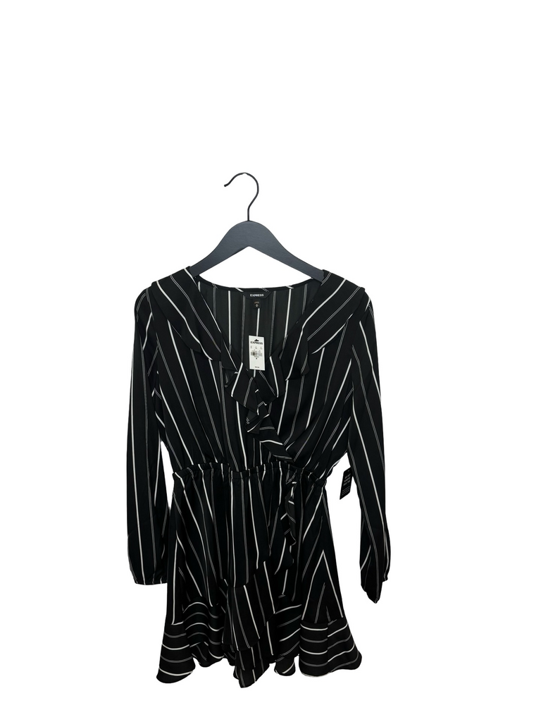 Medium Express Black and White Striped Romper