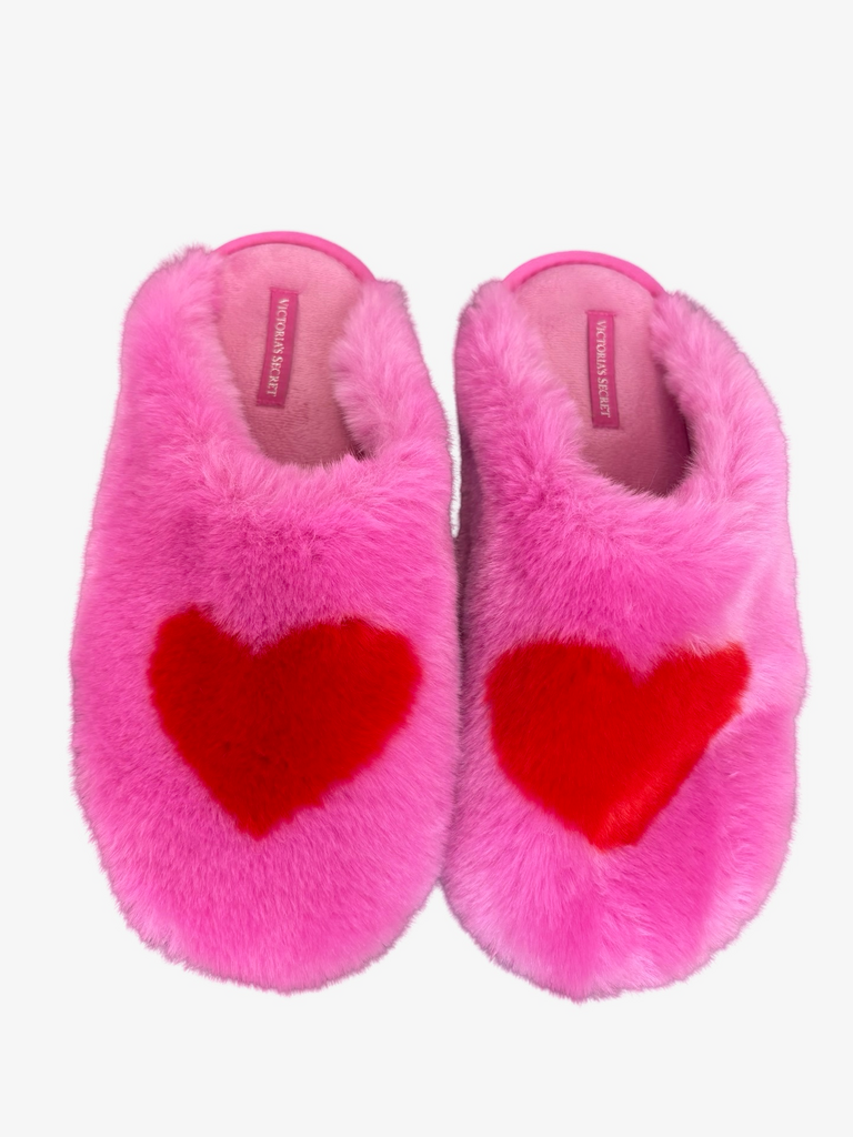 Victoria's Secret Pink Furry Heart Slippers