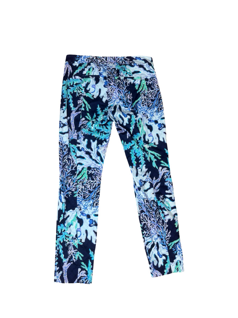 Size 6 Lilly Pulitzer Navy Coral Pattern Pants