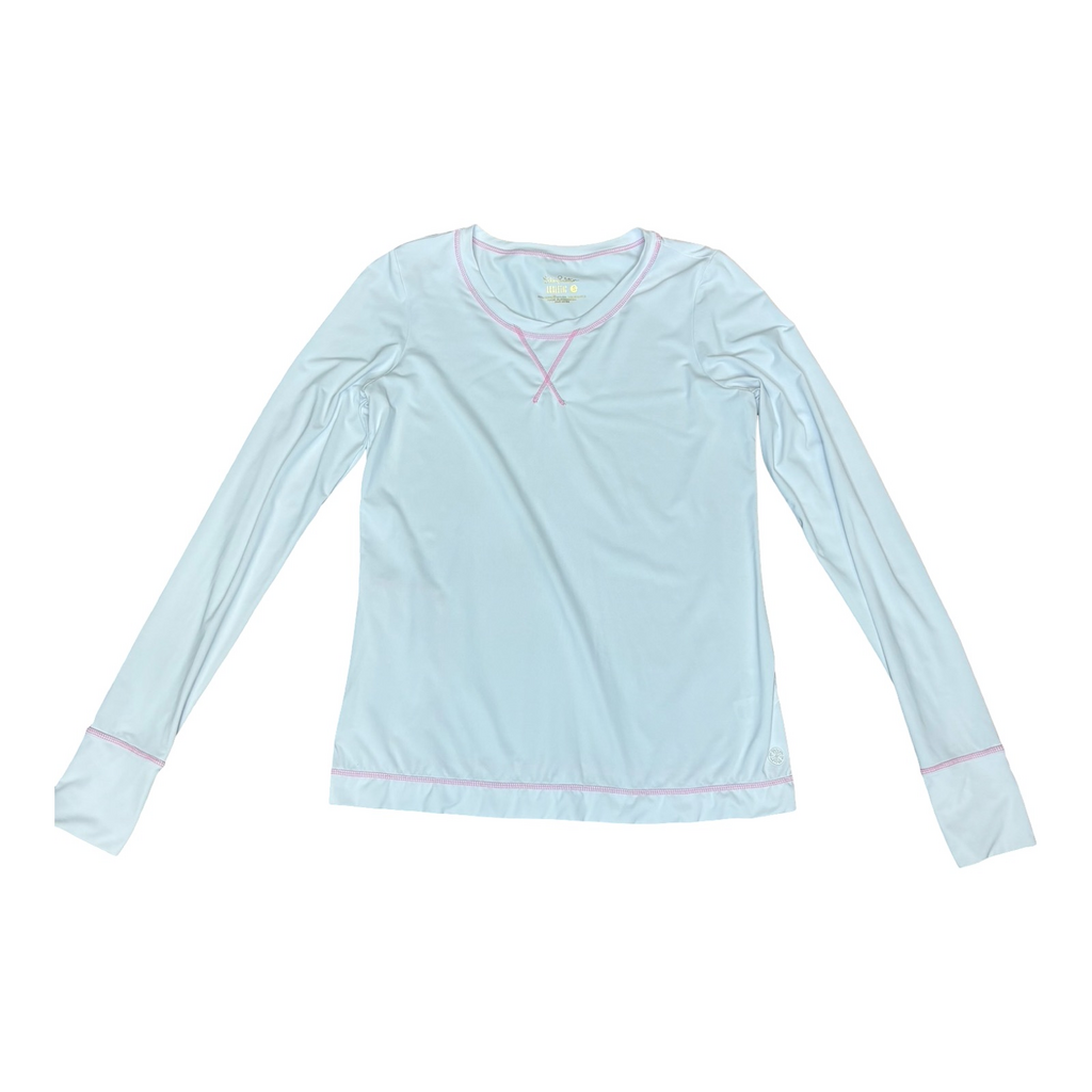 Small Lilly Pulitzer White with Pink Stitching Long Sleeve Shirt