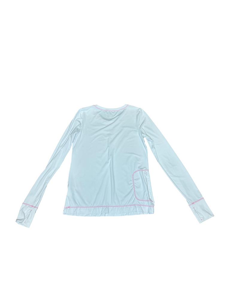 Small Lilly Pulitzer White with Pink Stitching Long Sleeve Shirt