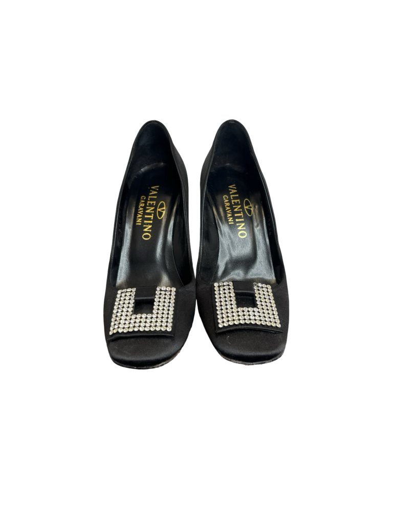 Valentino Garavani Black Heels with Rhinestone Detail