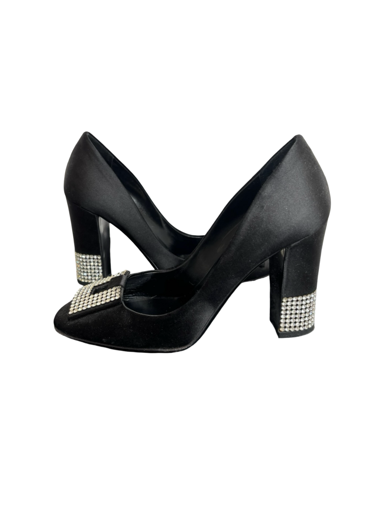 Valentino Garavani Black Heels with Rhinestone Detail